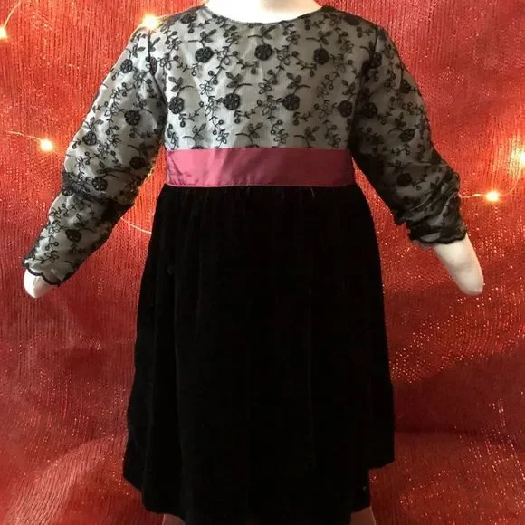 Vintage Gymboree Black Lace Velvet Dress 18-24m Vintage Gymboree Black Lace Velvet Dress 18-24m